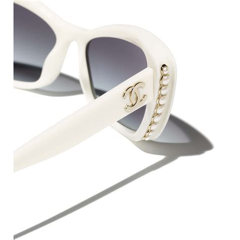 chanel sunglasses white leather|Chanel sunglasses with clear sides.